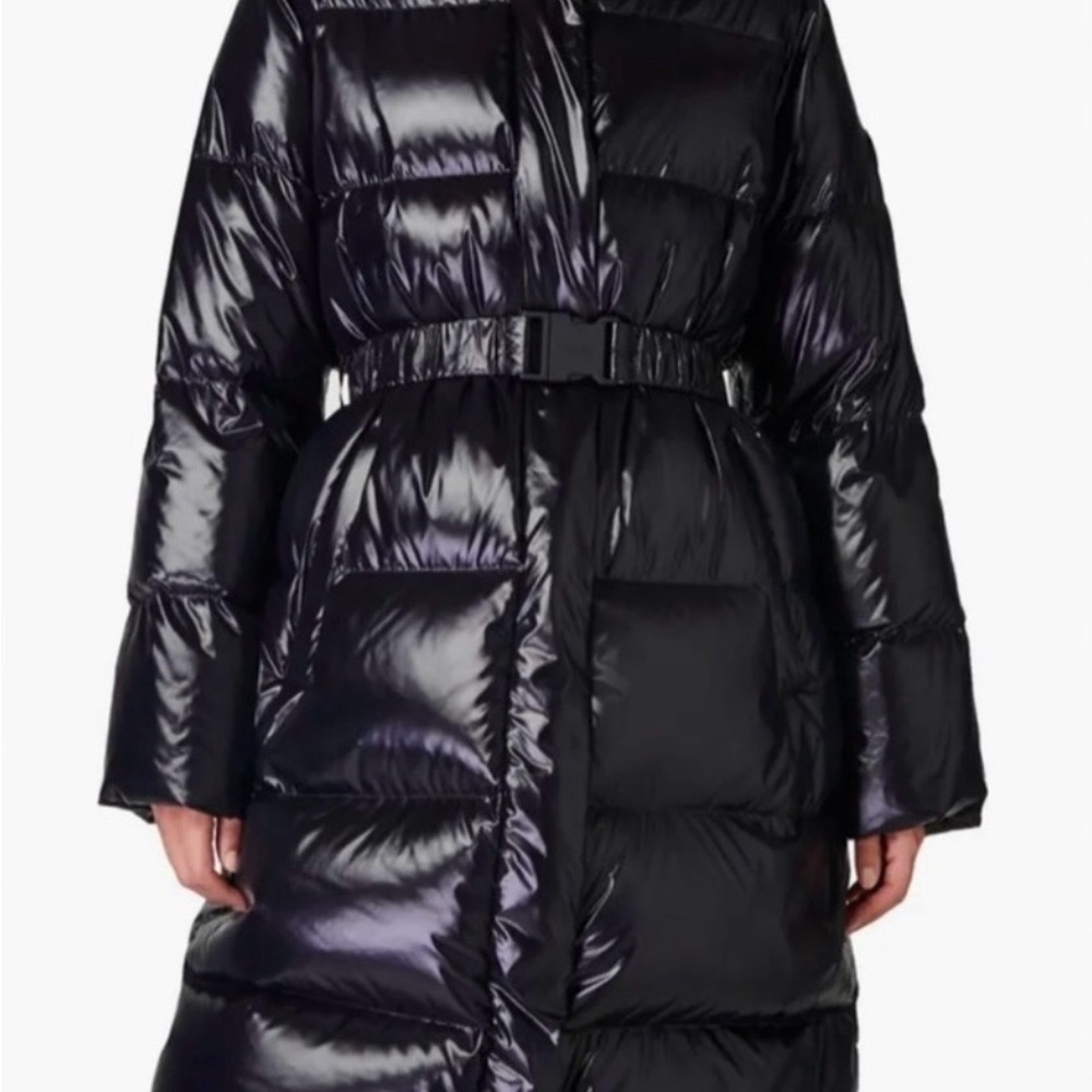 Sweaty Betty Glossy Black Belted Puffer Coat New with Tags  Retail Price $525.00